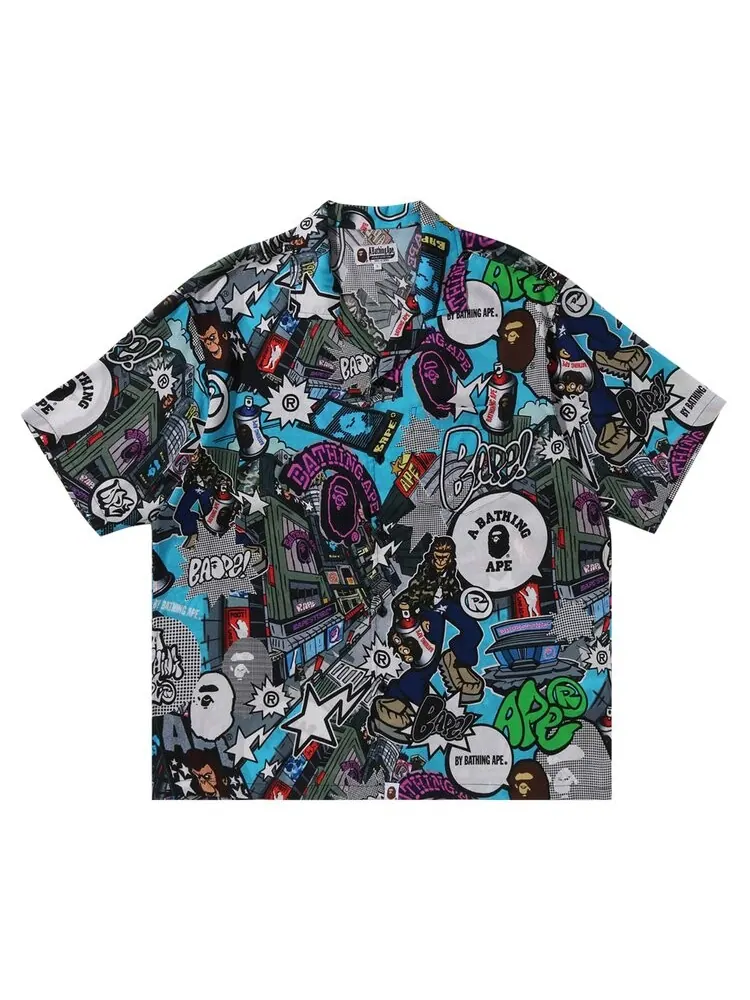 Рубашка BAPE Comic Art Open Short-Sleeve Shirt — изображение 1 из 2, мульти