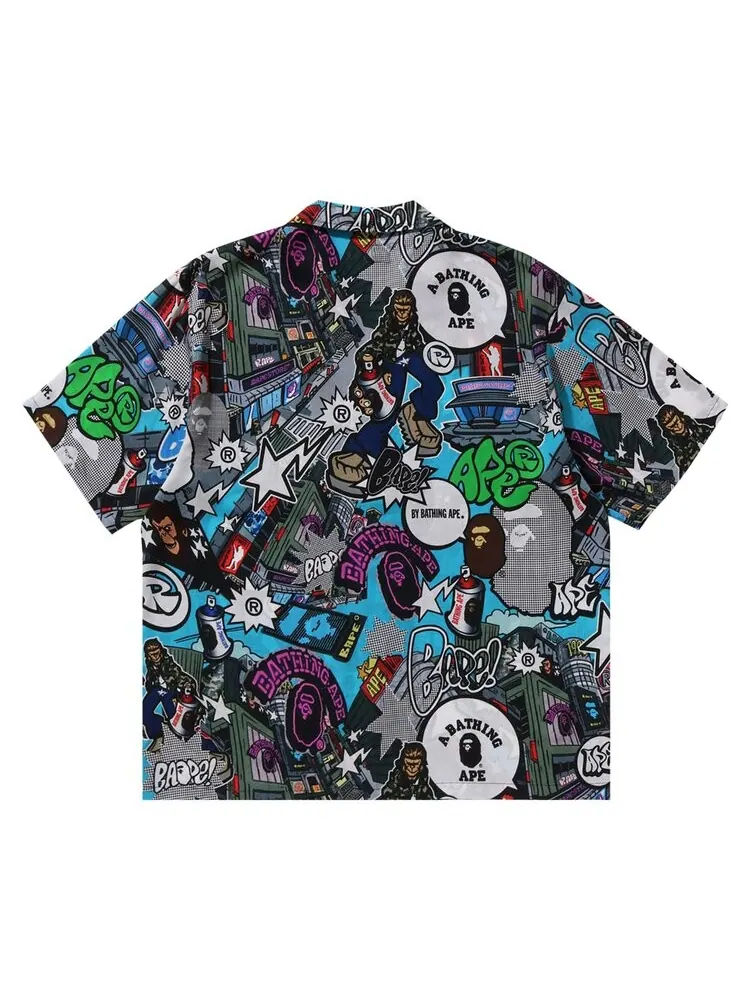 Рубашка BAPE Comic Art Open Short-Sleeve Shirt — изображение 2 из 2, мульти