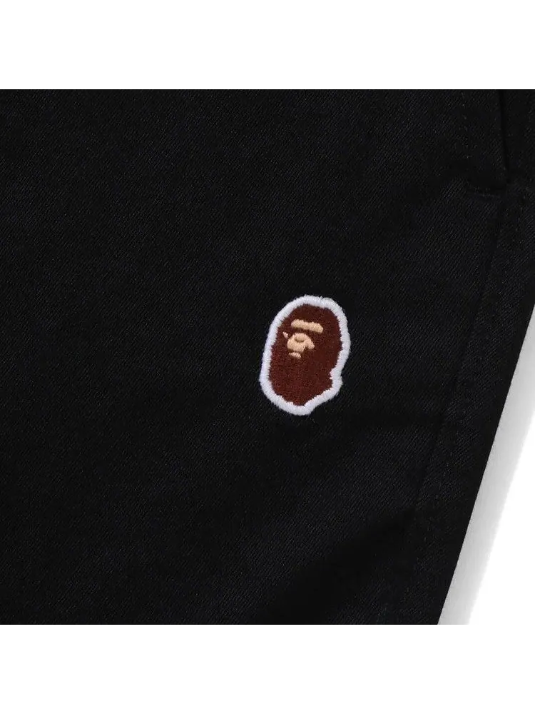 Шорты BAPE Ape Head One Point 2 Pleat Easy Chino Shorts 'Black' — изображение 3 из 3, черный