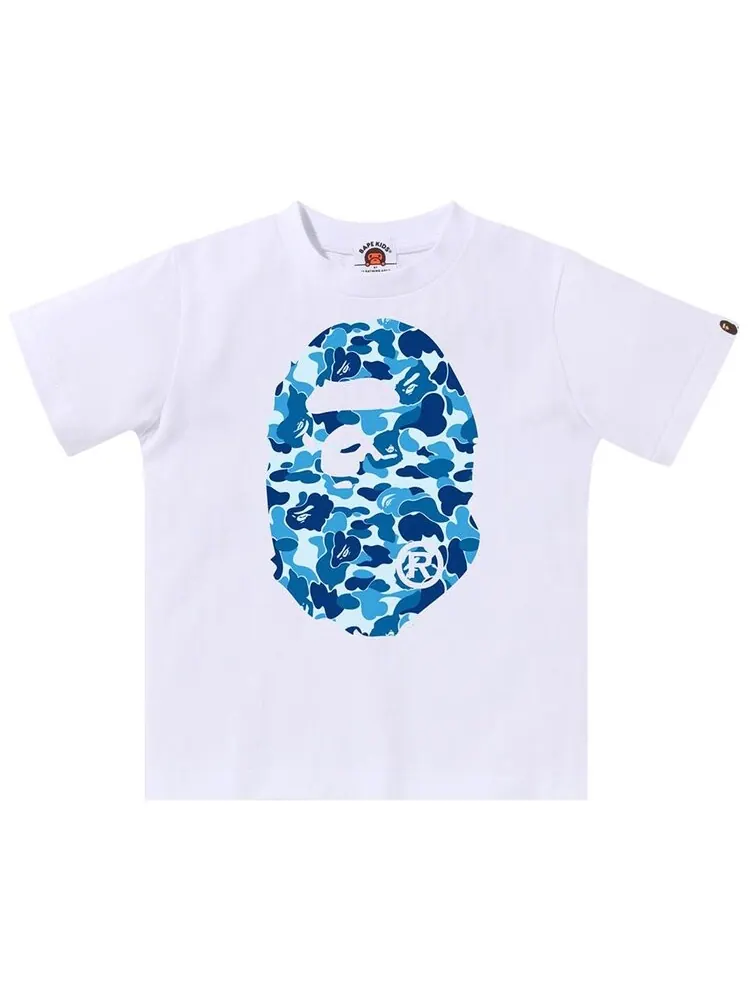 Футболка BAPE Kids ABC Camo Big Ape Head Tee — изображение 1 из 2, белый/синий