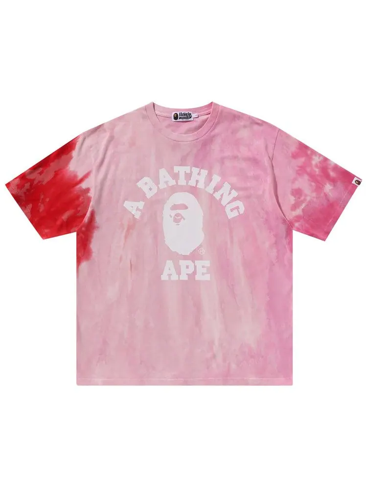 Футболка BAPE Ice Dye College Relaxed Fit Tee — изображение 1 из 3, розовый