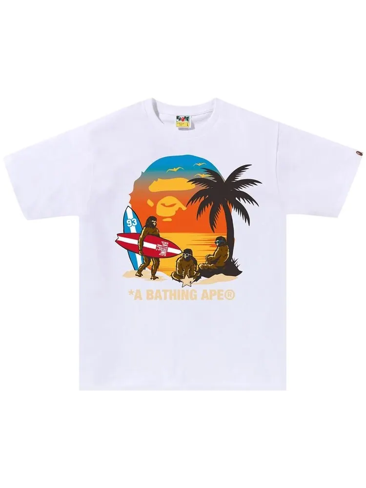 Футболка BAPE Sunset Beach Ape Head Tee — изображение 1 из 1, белый