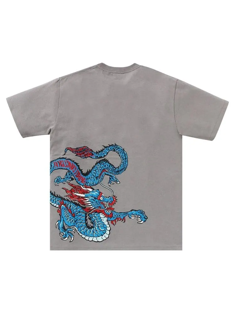 Футболка BAPE Tiger And Dragon Tee — изображение 2 из 3, серый