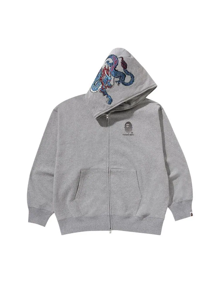 Худи BAPE Tiger And Dragon Relaxed Fit Full Zip Hoodie — изображение 1 из 1, серый