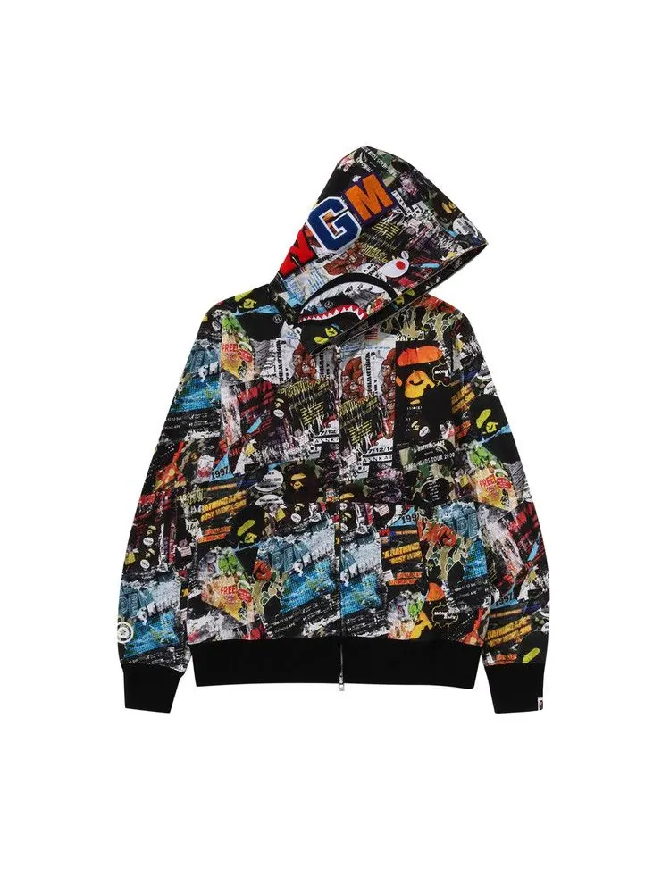 Худи BAPE Flyer Pattern Shark Full Zip Hoodie — изображение 1 из 2, мульти
