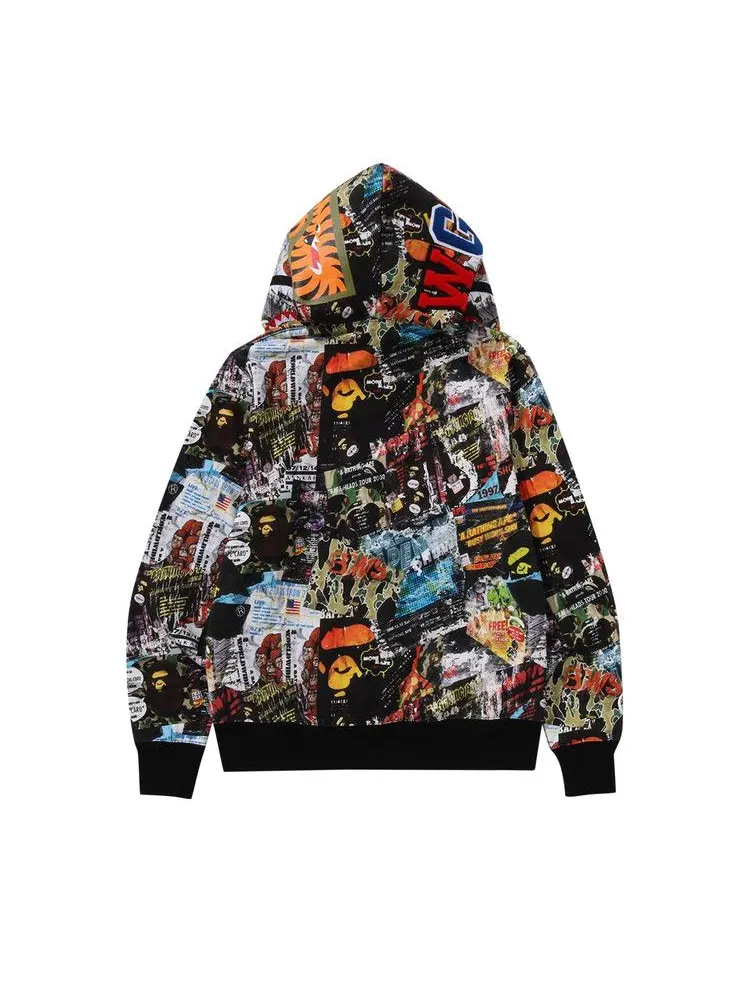 Худи BAPE Flyer Pattern Shark Full Zip Hoodie — изображение 2 из 2, мульти