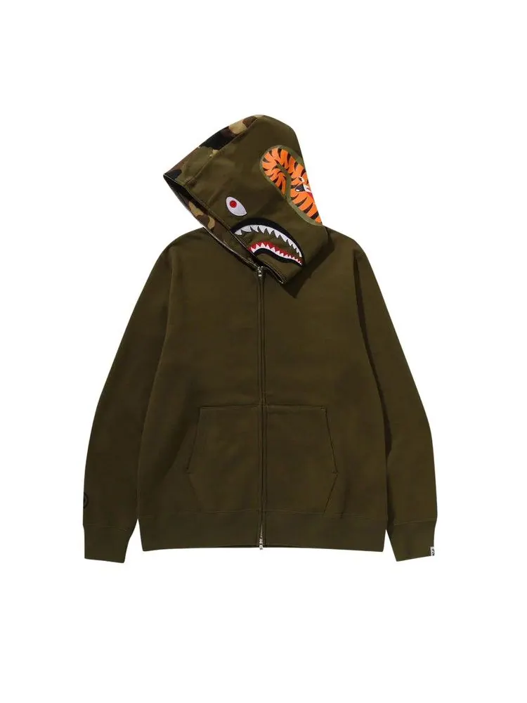 Худи BAPE 1st Shark Full Zip Hoodie — изображение 3 из 3, оливковый