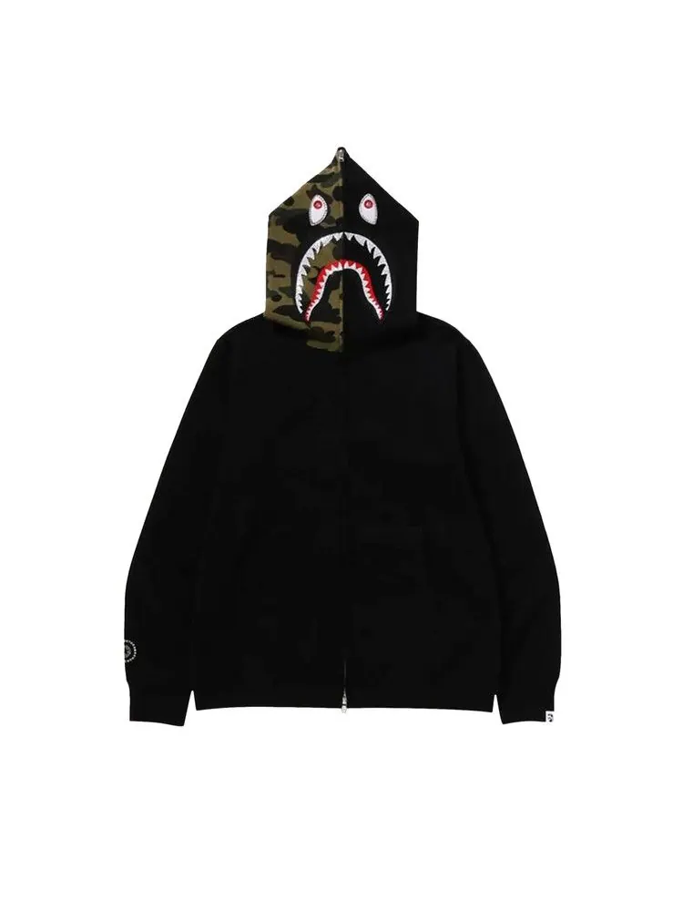 Худи BAPE 1st Camo Swarovski Shark Full Zip Hoodie — изображение 1 из 1, черный