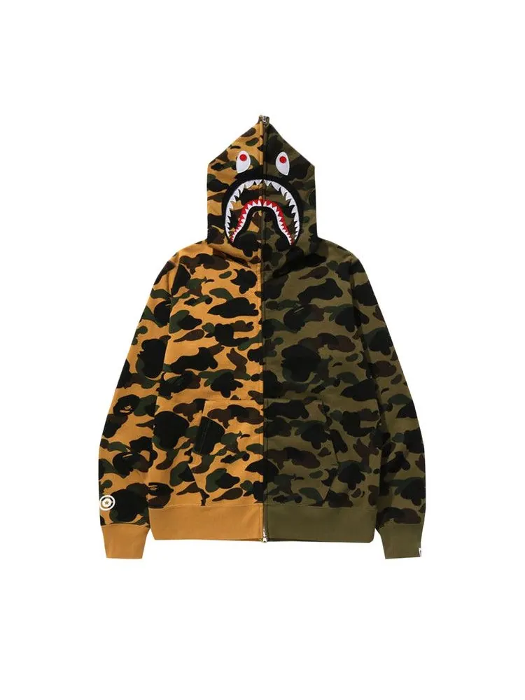 Худи BAPE 1st Camo Separate Shark Full Zip Hoodie — изображение 1 из 1, желтый