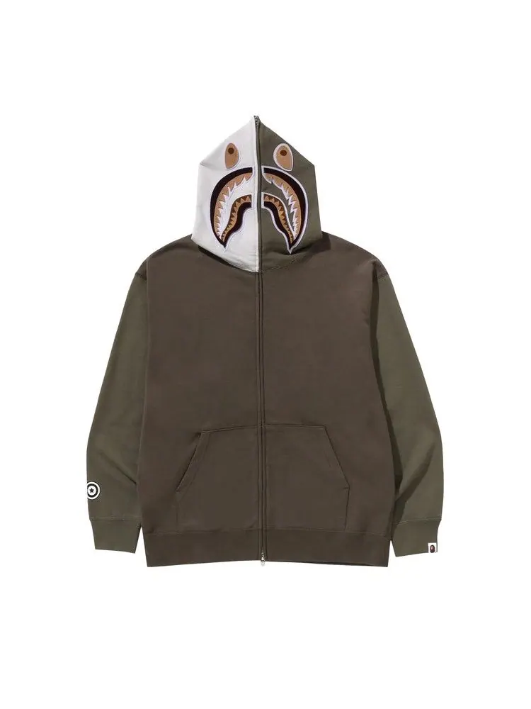 Худи BAPE Shark Full Zip Hoodie #2 — изображение 1 из 4, оливковый