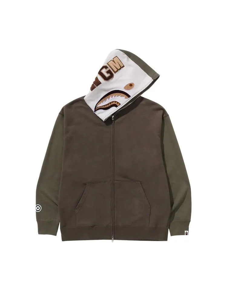Худи BAPE Shark Full Zip Hoodie #2 — изображение 3 из 4, оливковый