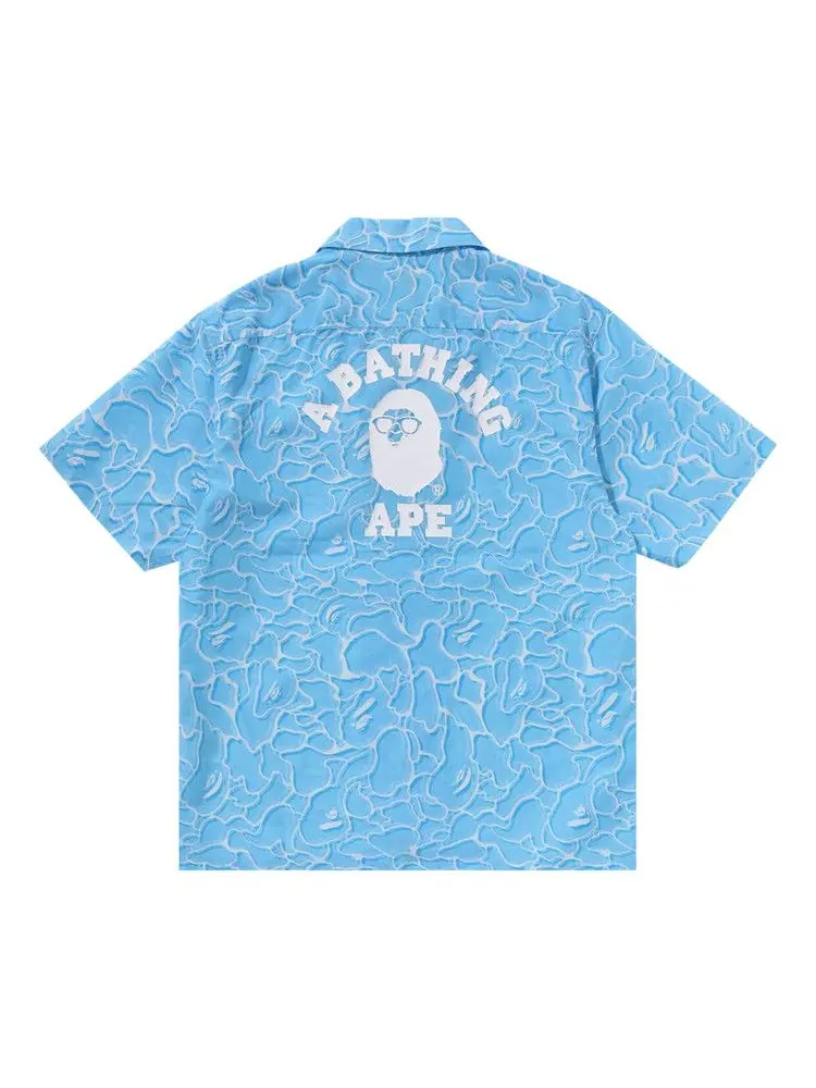 Рубашка BAPE ABC Sea Surface Camo Open Collar Shirt — изображение 2 из 2, синий