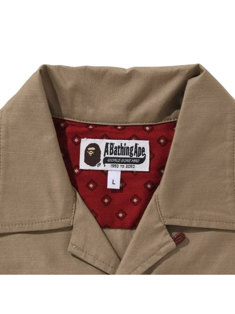 Рубашка BAPE Dragon Embroidery Open Collar Shirt — изображение 3 из 3, бежевый