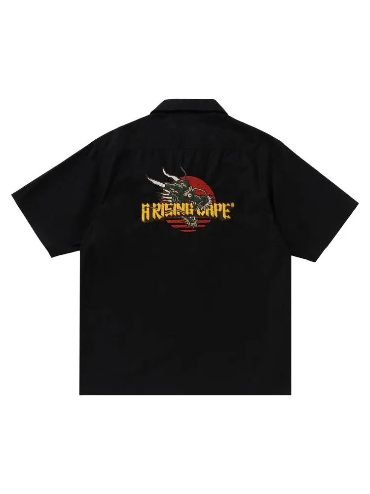 Рубашка BAPE Dragon Embroidery Open Collar Shirt — изображение 2 из 3, черный