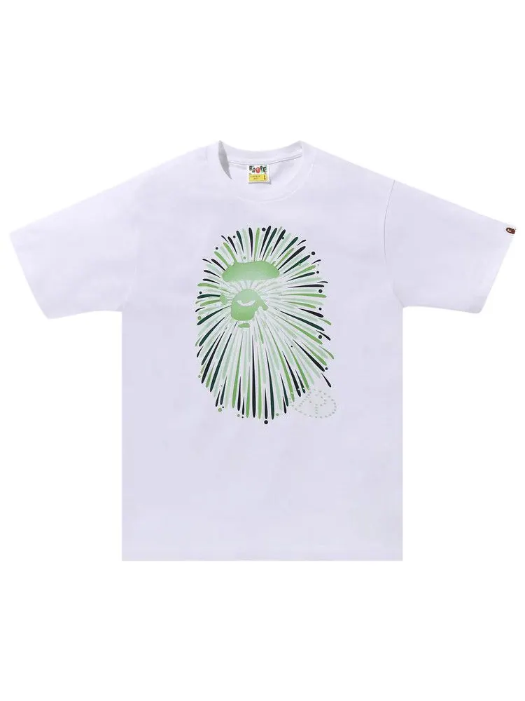 Футболка BAPE Ape Head Firework Tee #1 — изображение 1 из 1, белый/зеленый