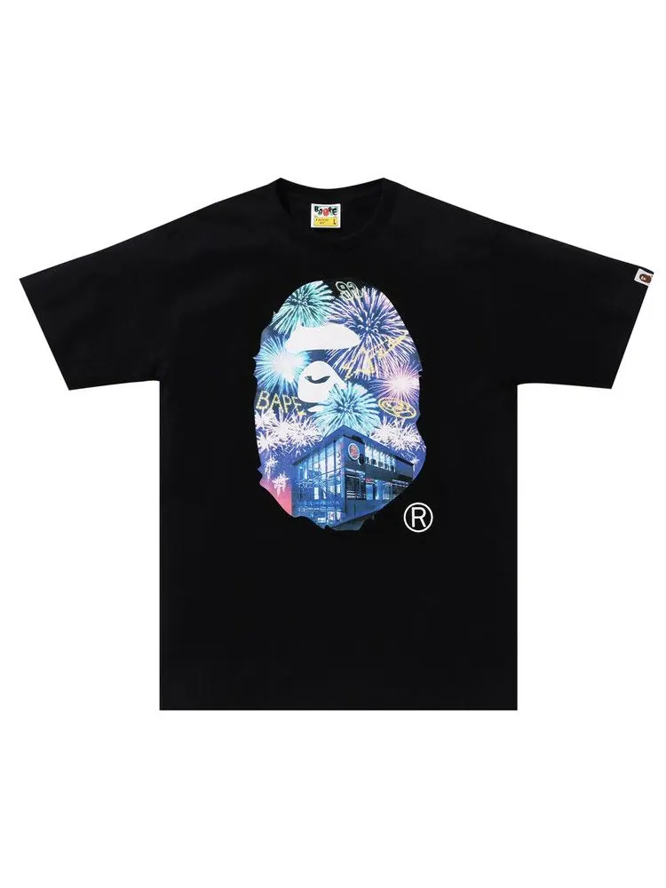 Футболка BAPE Ape Head Photo Firework Tee 'Black' — изображение 1 из 1, черный