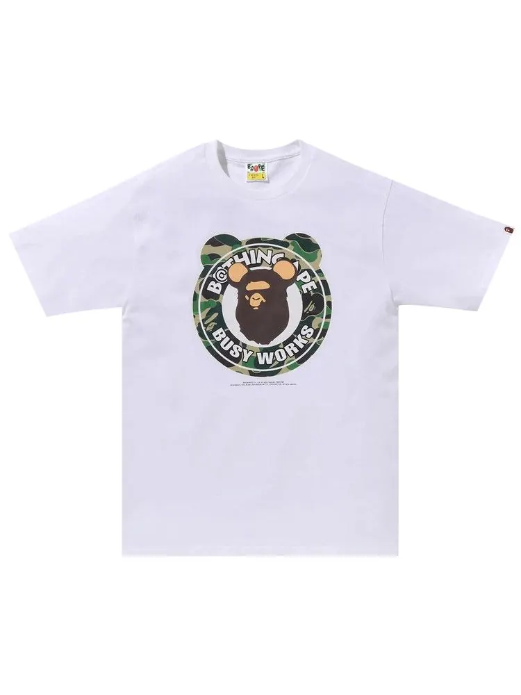 Футболка BAPE x MEDICOM TOY ABC Camo Bear Busy Works Tee — изображение 1 из 2, белый