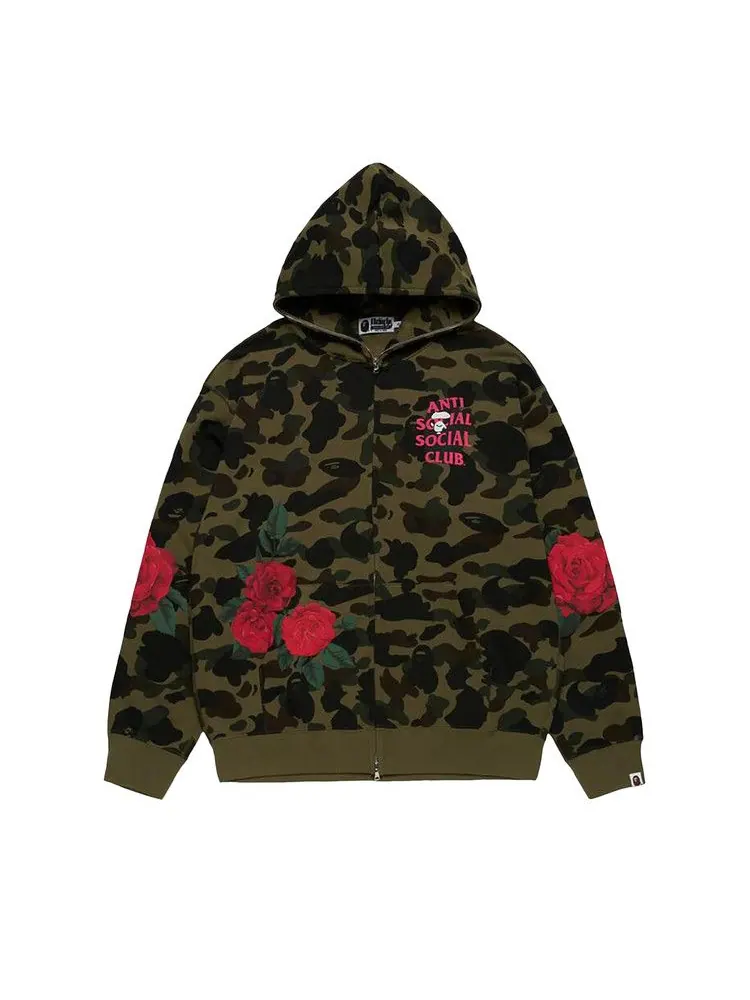 Худи BAPE x Anti Social Social Club Full Zip Hoodie — изображение 1 из 2, зеленый