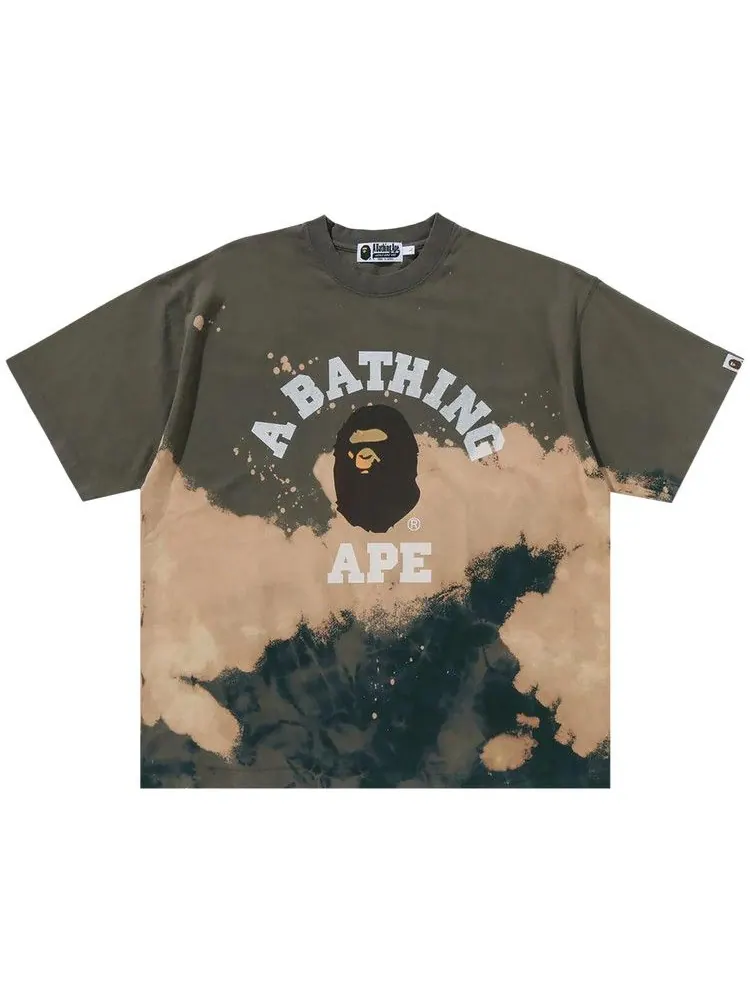 Футболка BAPE Tie Dye College Relaxed Fit Tee — изображение 1 из 2, бежевый