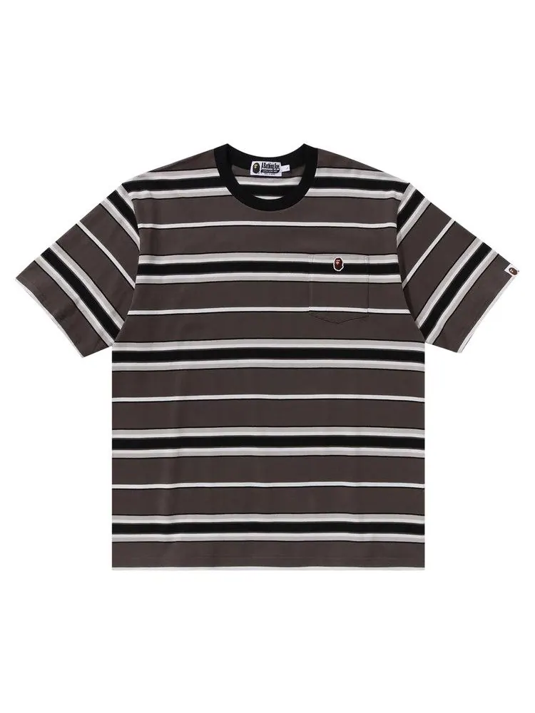Футболка BAPE Ape Head One Point Pocket Relaxed Fit Stripe Tee — изображение 1 из 2, черный