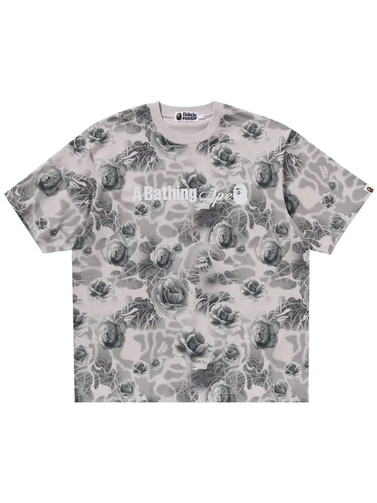 Футболка BAPE Floral Solid Camo Logo Relaxed Fit Tee — изображение 1 из 3, серый