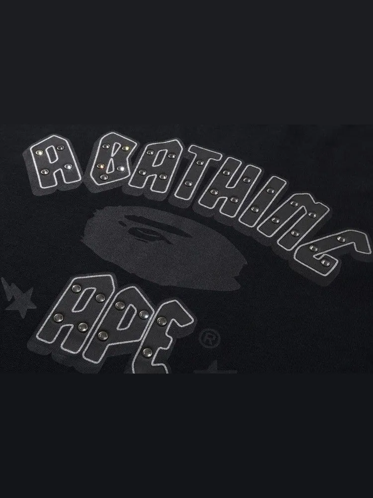 Футболка BAPE Garment Dye Rhinestone Logo Relaxed Fit Tee 'Charcoal' — изображение 3 из 3, черный
