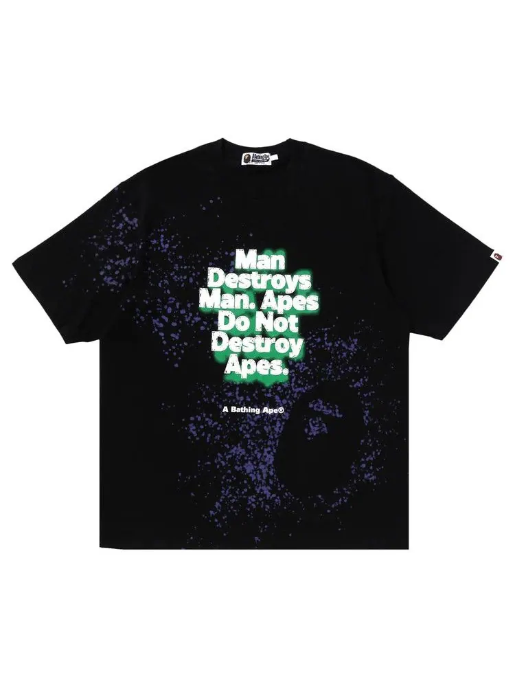 Футболка BAPE Spray Print Slogan Relaxed Fit Tee — изображение 1 из 2, черный
