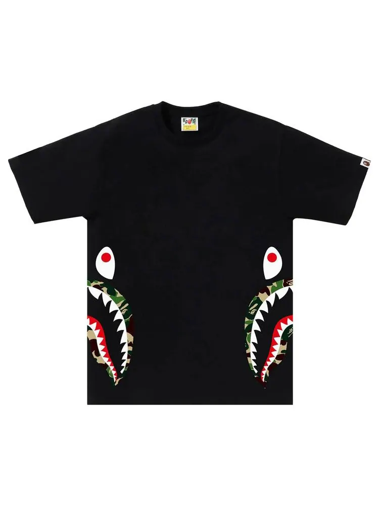Футболка BAPE ABC Camo Side Shark Tee — изображение 1 из 2, черный/зеленый