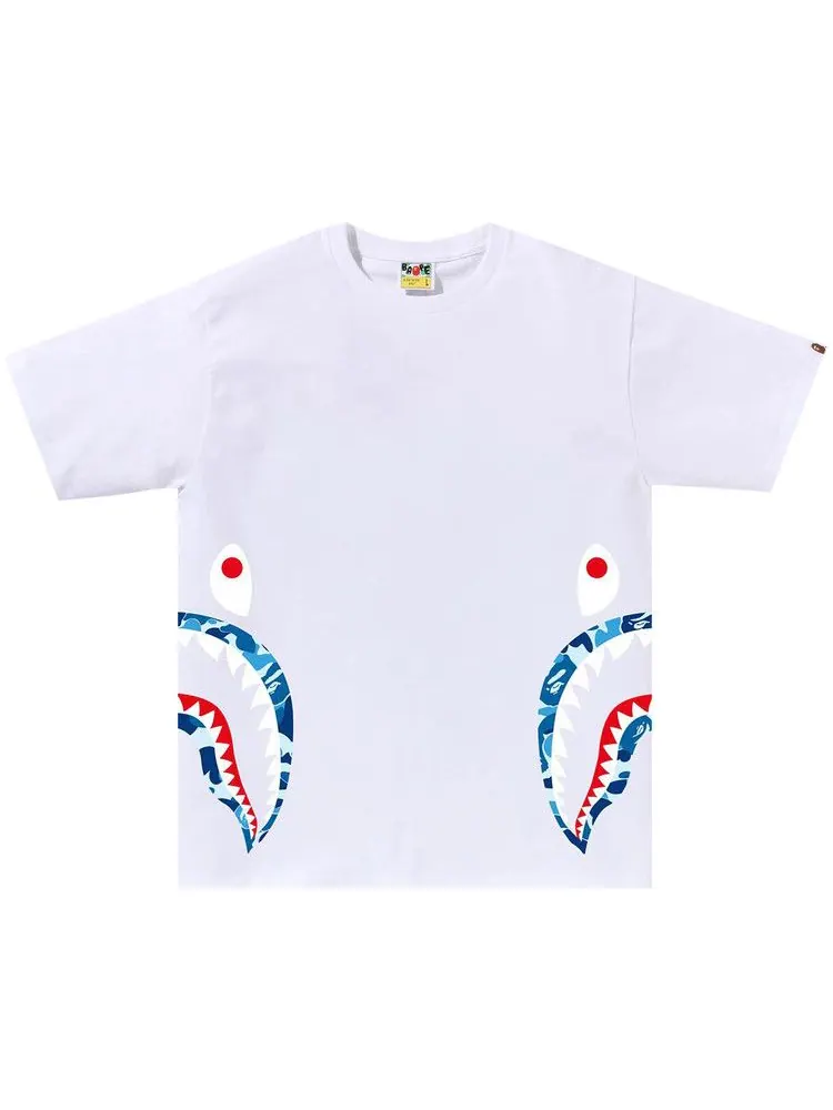 Футболка BAPE ABC Camo Side Shark Tee — изображение 1 из 2, белый/синий
