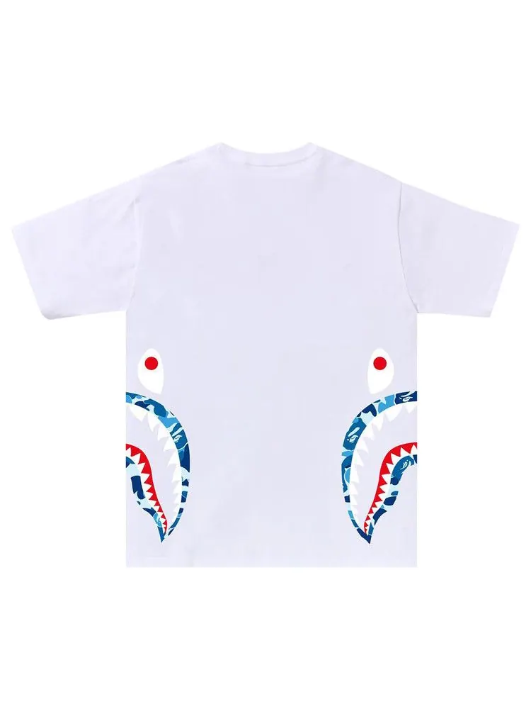 Футболка BAPE ABC Camo Side Shark Tee — изображение 2 из 2, белый/синий