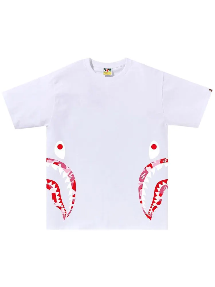 Футболка BAPE ABC Camo Side Shark Tee — изображение 1 из 2, белый/розовый