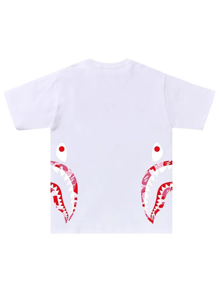 Футболка BAPE ABC Camo Side Shark Tee — изображение 2 из 2, белый/розовый