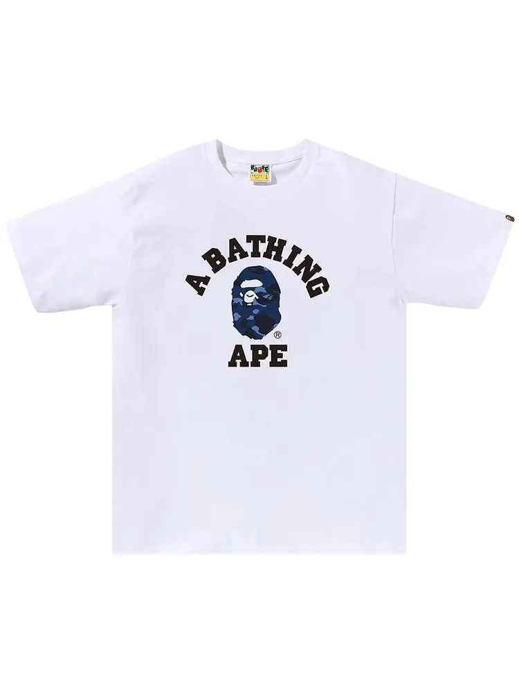 Футболка BAPE Color Camo College Tee — изображение 1 из 1, белый/темно-синий