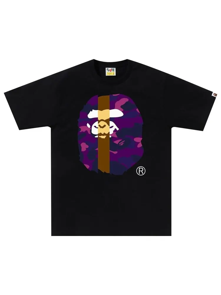Футболка BAPE Color Camo Transform Big Ape Head Tee — изображение 1 из 1, черный/фиолетовый