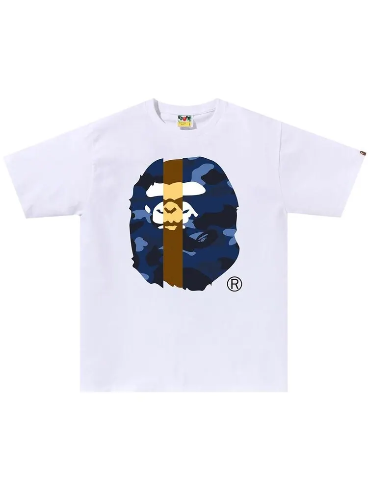 Футболка BAPE Color Camo Transform Big Ape Head Tee — изображение 1 из 1, белый/темно-синий