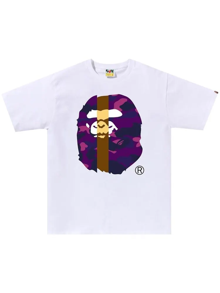 Футболка BAPE Color Camo Transform Big Ape Head Tee — изображение 1 из 1, белый/фиолетовый