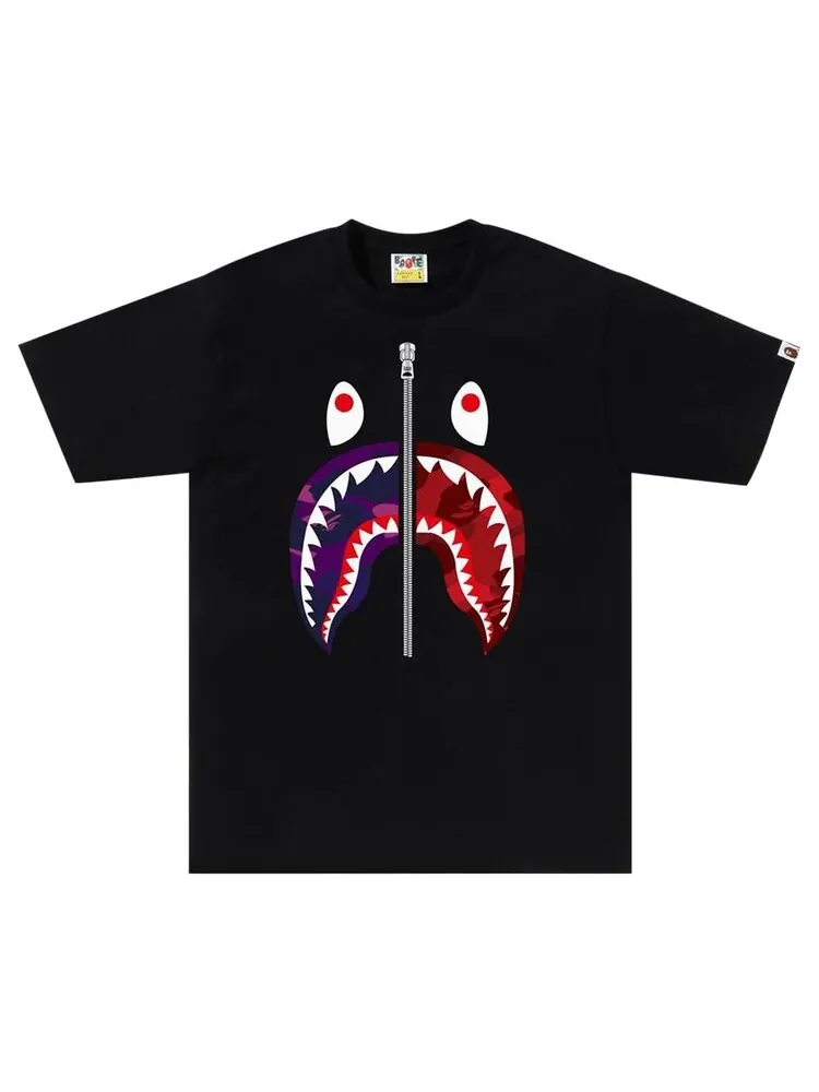 Футболка BAPE Color Camo Separate Shark Tee — изображение 1 из 1, черный/фиолетовый