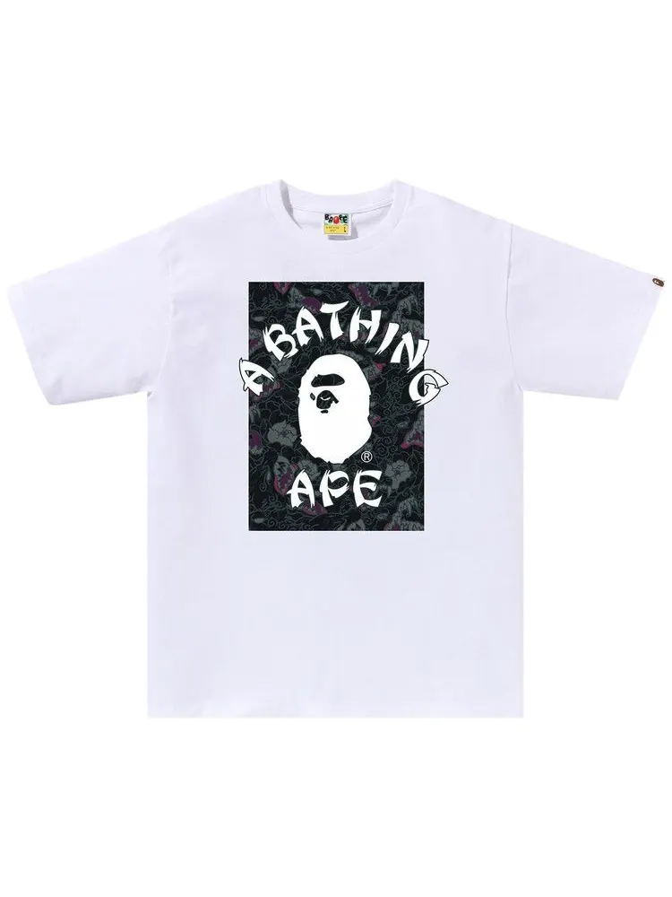 Футболка BAPE Japanese Tattoo Camo On College Tee — изображение 1 из 1, белый/черный
