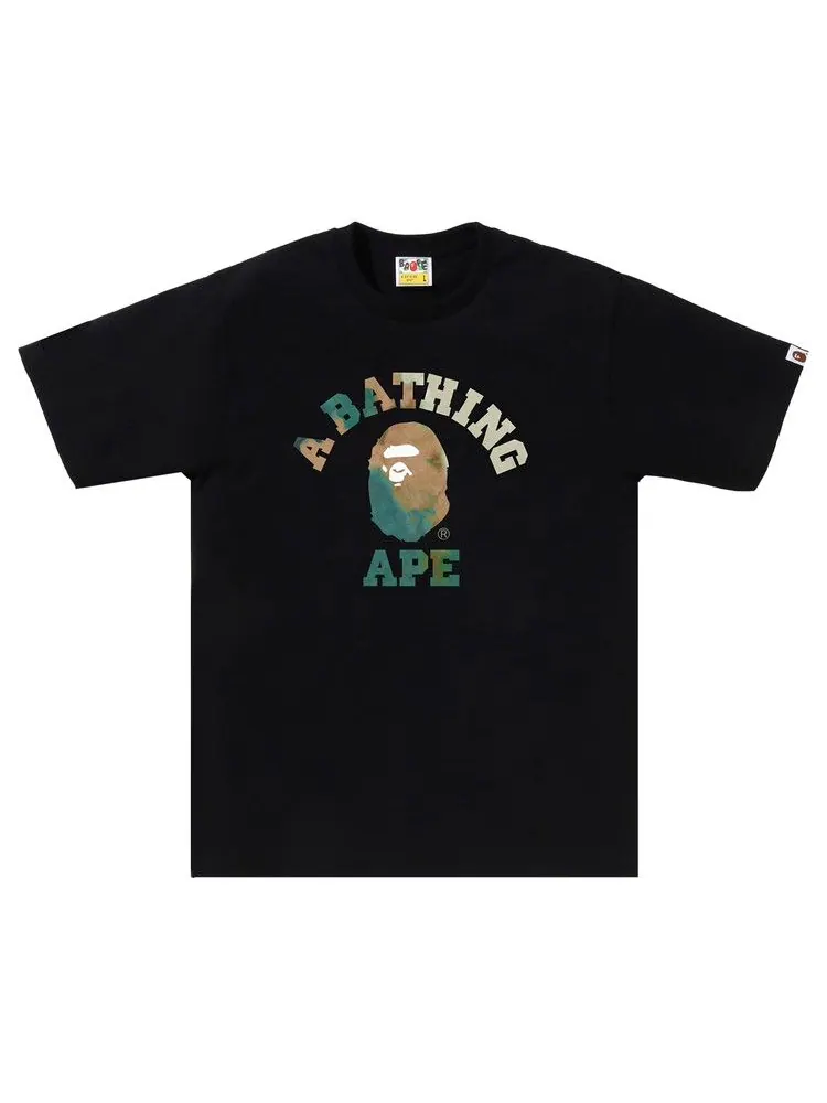 Футболка BAPE Tie Dye College Tee — изображение 1 из 1, черный/бежевый
