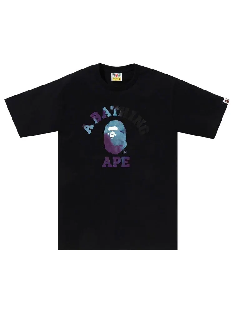 Футболка BAPE Tie Dye College Tee — изображение 1 из 1, черный/черный