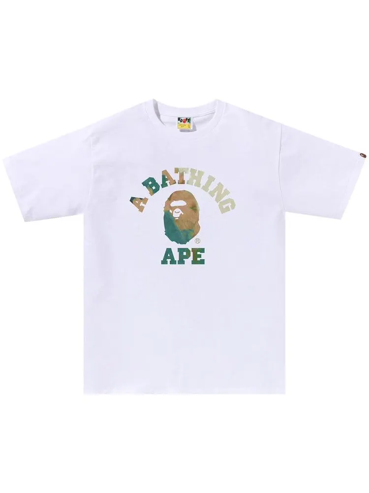 Футболка BAPE Tie Dye College Tee — изображение 1 из 1, белый/бежевый