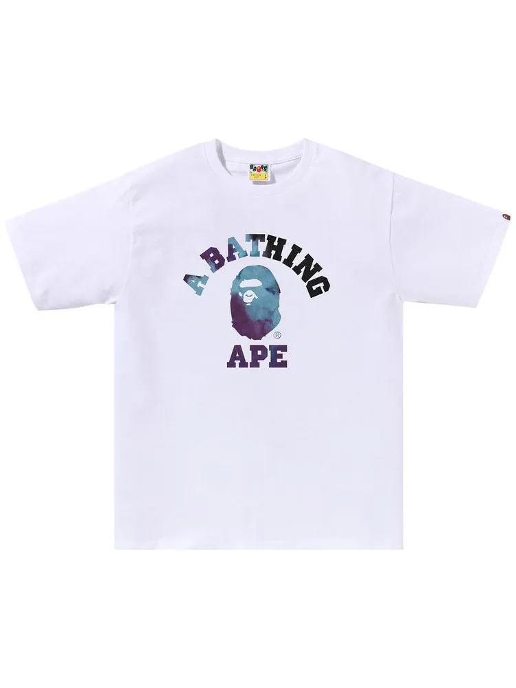 Футболка BAPE Tie Dye College Tee — изображение 1 из 1, белый/черный