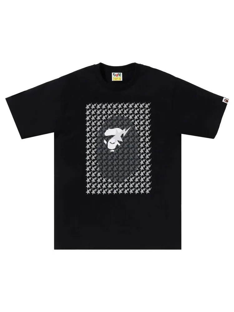 Футболка BAPE Sta Houndstooth Ape Head Tee — изображение 1 из 1, черный/черный