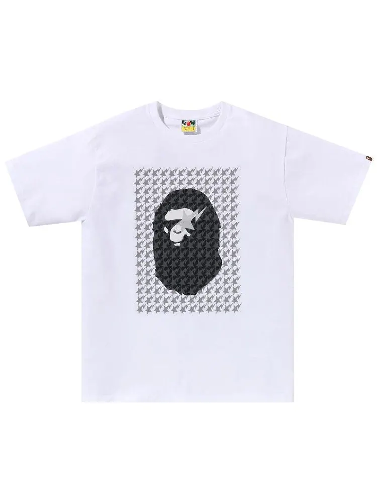 Футболка BAPE Sta Houndstooth Ape Head Tee — изображение 1 из 1, белый/черный