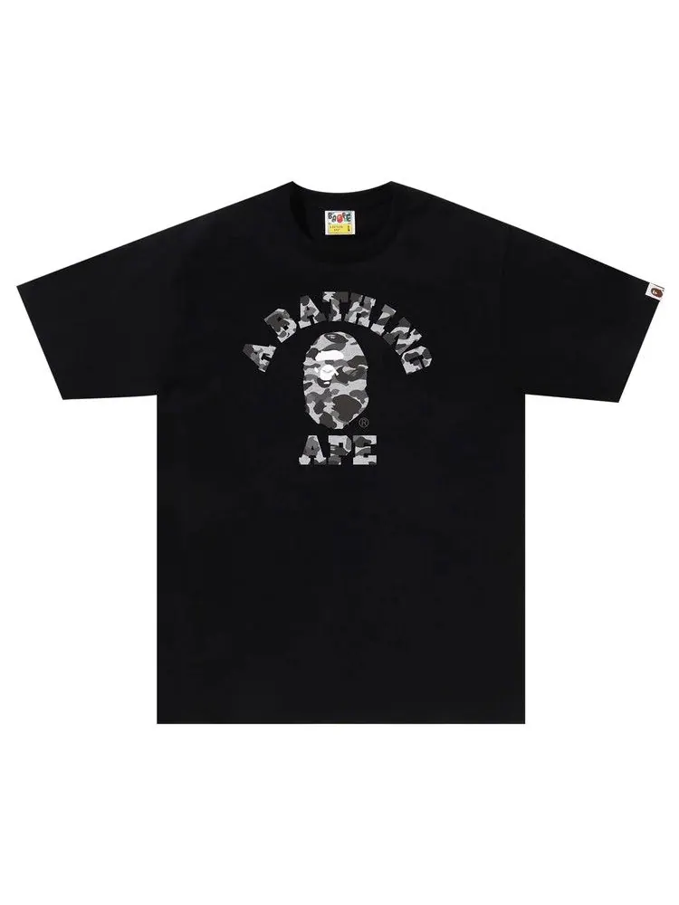 Футболка BAPE Heather Grey Camo College Tee — изображение 1 из 1, черный