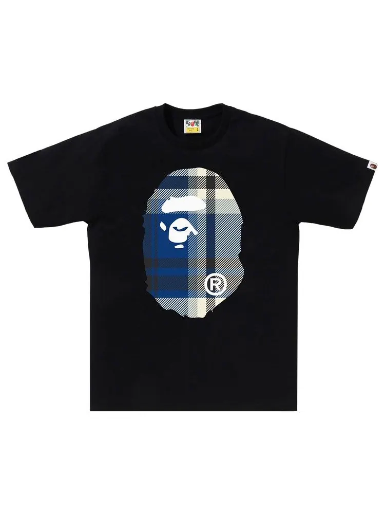 Футболка BAPE Check Big Ape Head Tee — изображение 1 из 2, черный