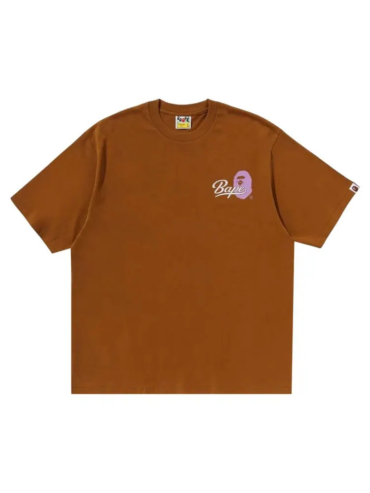 Футболка BAPE Cursive College Logo Relaxed Fit Tee 'Brown' — изображение 1 из 2, коричневый