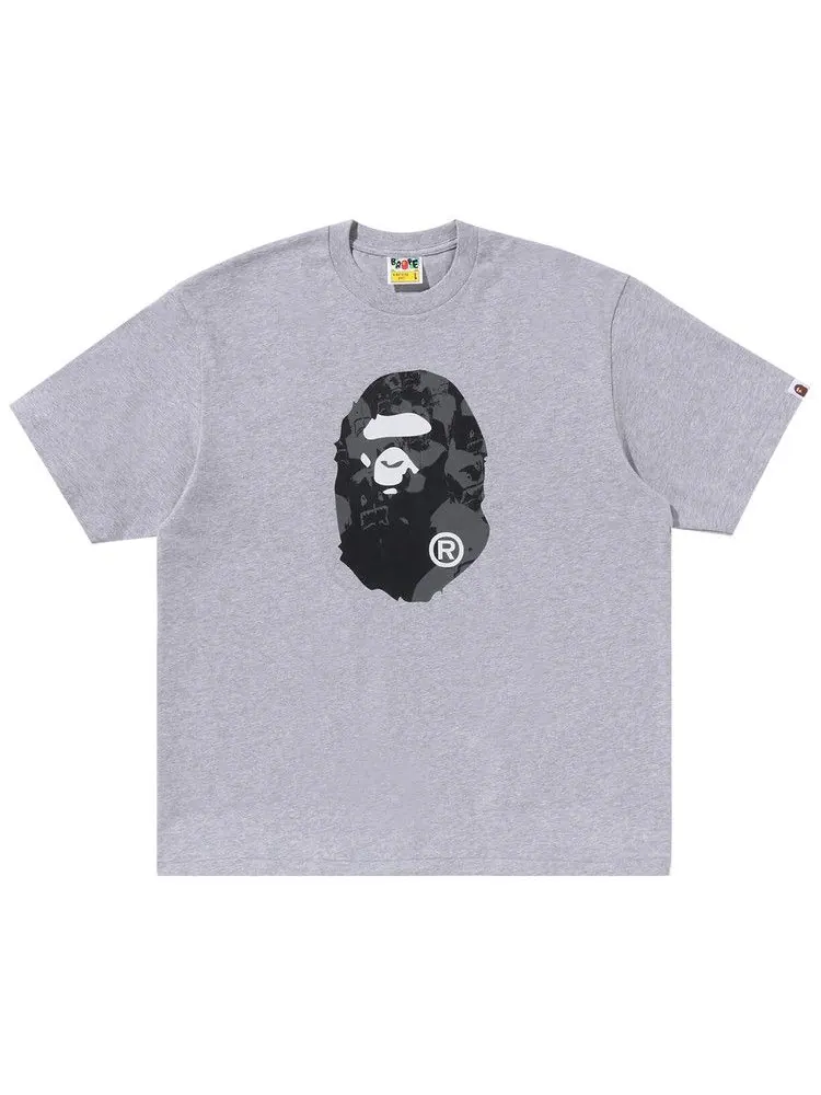 Футболка BAPE Shark Seijin Ape Head Relaxed Fit Tee — изображение 1 из 2, серый