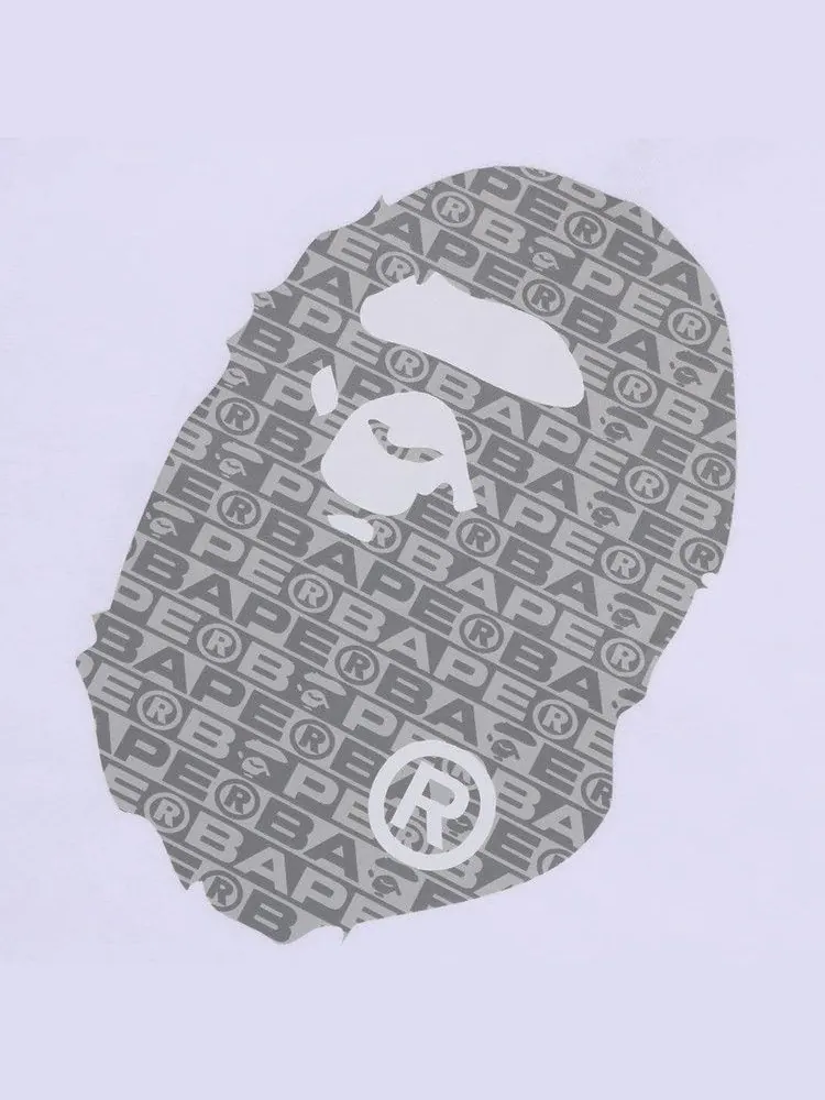Футболка BAPE Lux Sport Pattern Ape Head Relaxed Fit Tee — изображение 3 из 3, белый