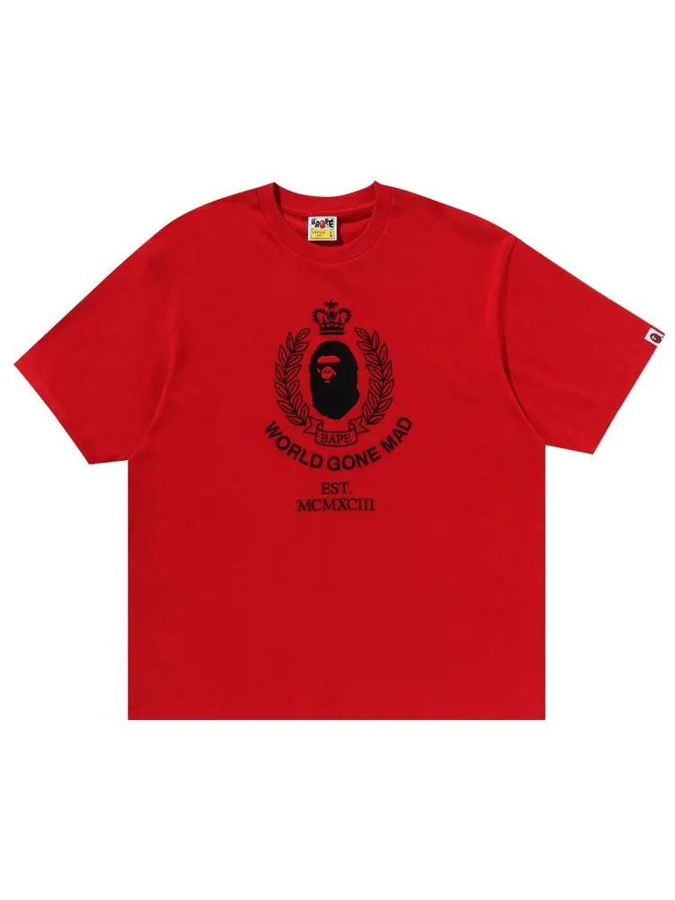 Футболка BAPE Crest College Logo Relaxed Fit Tee — изображение 1 из 2, красный